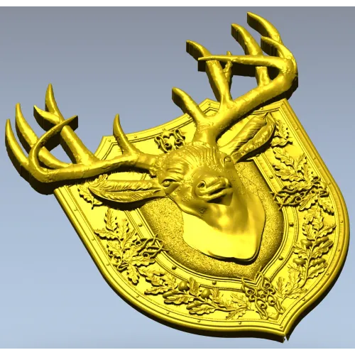Stag Head Shield STL - High Relief CNC Model