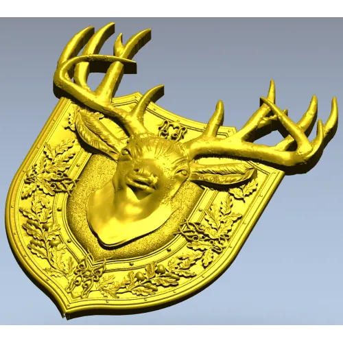 Stag Head Shield STL - High Relief CNC Model