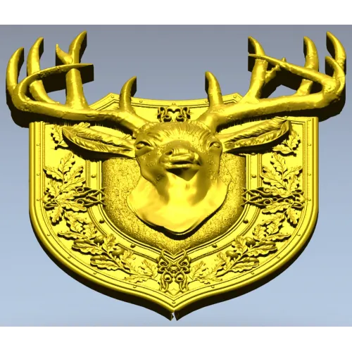 Stag Head Shield STL - High Relief CNC Model