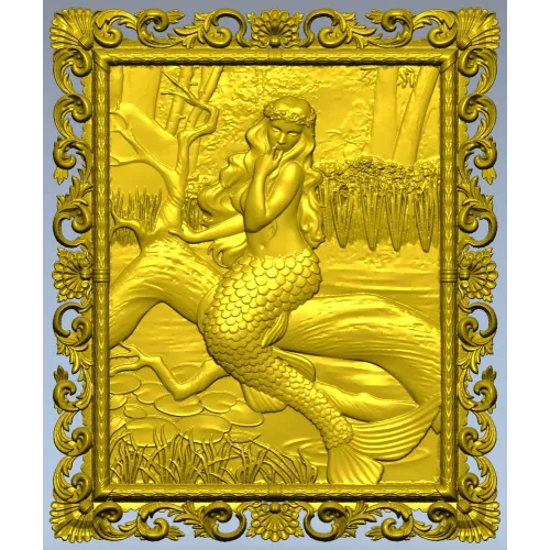 Sea Song Mermaid Relief - 3D STL Panel for CNC Milling