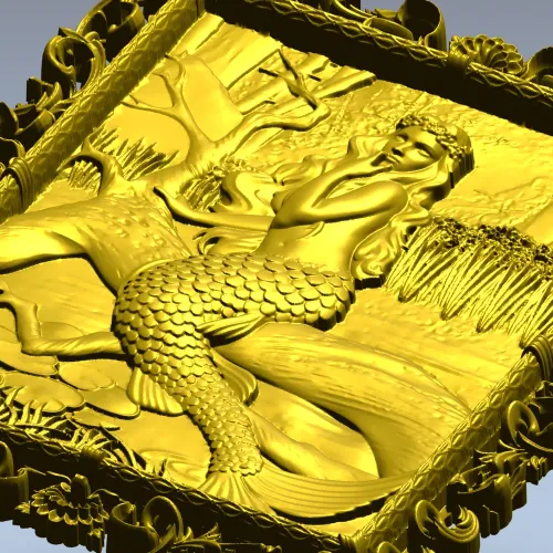 Sea Song Mermaid Relief - 3D STL Panel for CNC Milling
