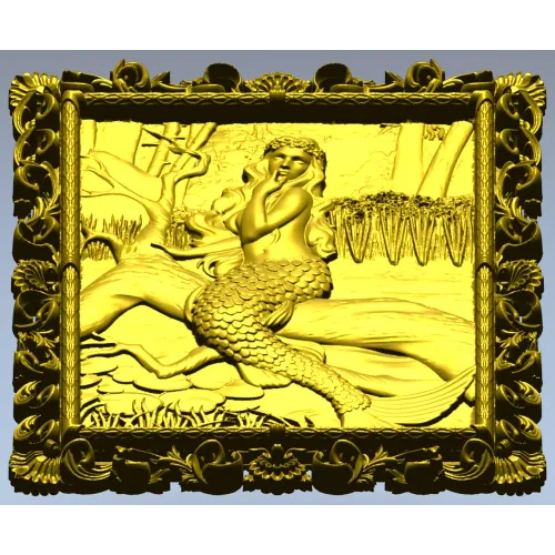 Sea Song Mermaid Relief - 3D STL Panel for CNC Milling