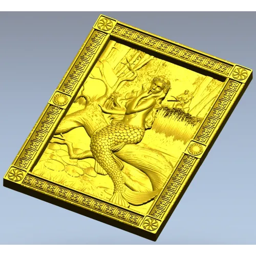 Mermaid high-relief panel STL for CNC
