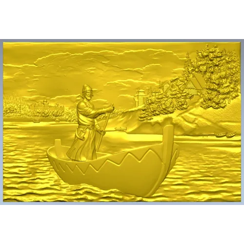 Борис Ольшанский на ладье - рельефная 3D модель STL для ЧПУ