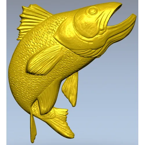 3D модель рыбы - Судак в прыжке (STL для ЧПУ)