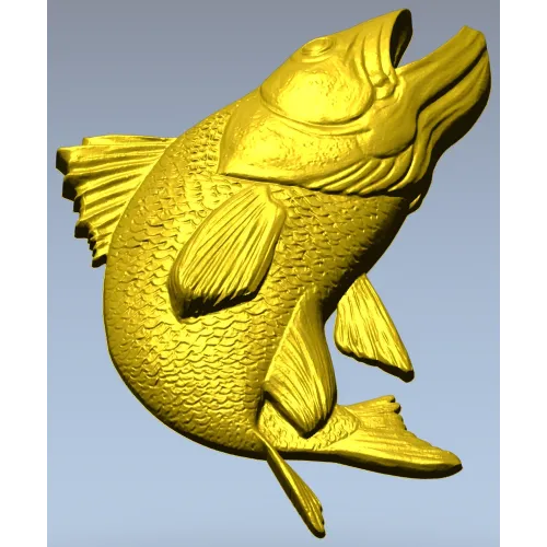 3D модель рыбы - Судак в прыжке (STL для ЧПУ)