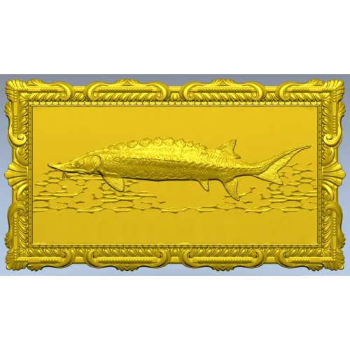 Baroque Sturgeon Relief - STL 3D model for CNC carving