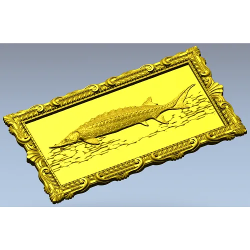 Baroque Sturgeon Relief - STL 3D model for CNC carving