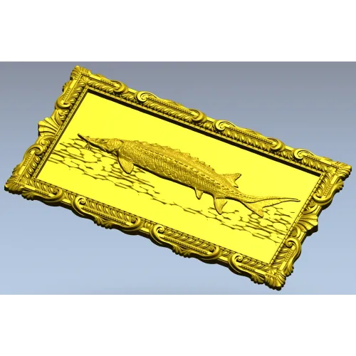 Baroque Sturgeon Relief - STL 3D model for CNC carving