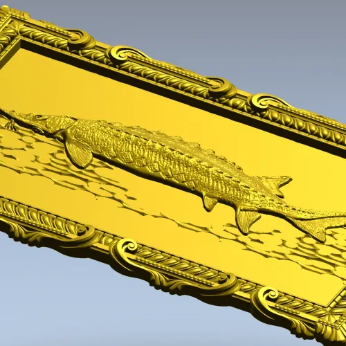 Baroque Sturgeon Relief - STL 3D model for CNC carving