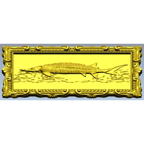 Baroque Sturgeon Relief - STL 3D model for CNC carving