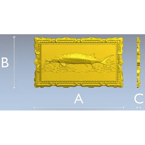 Baroque Sturgeon Relief - STL 3D model for CNC carving