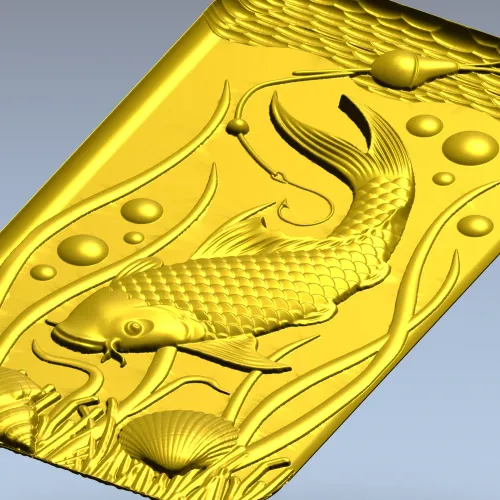 Карп кои в водной композиции - 3D модель STL для ЧПУ
