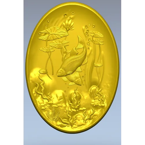 Oval Koi Pond Relief STL for CNC