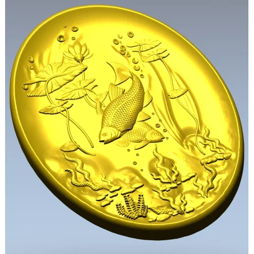 Oval Koi Pond Relief STL for CNC