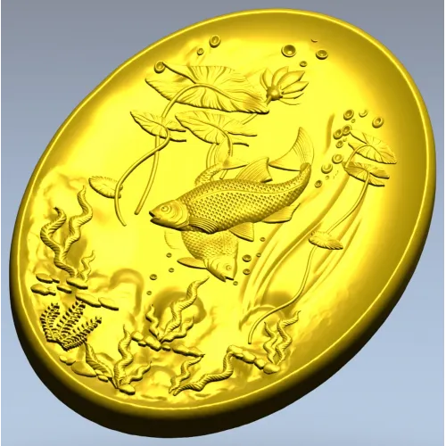 Oval Koi Pond Relief STL for CNC