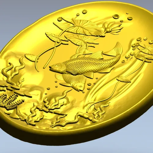 Oval Koi Pond Relief STL for CNC