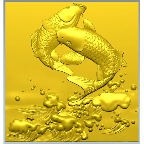 Koi Embrace - high-relief STL panel for CNC