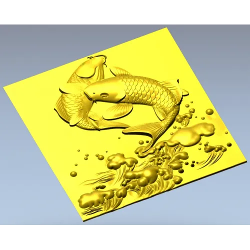 Koi Embrace - high-relief STL panel for CNC
