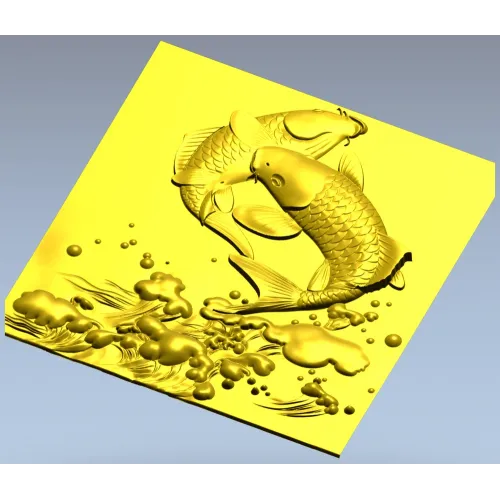 Koi Embrace - high-relief STL panel for CNC