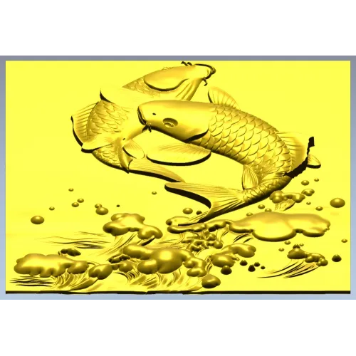 Koi Embrace - high-relief STL panel for CNC