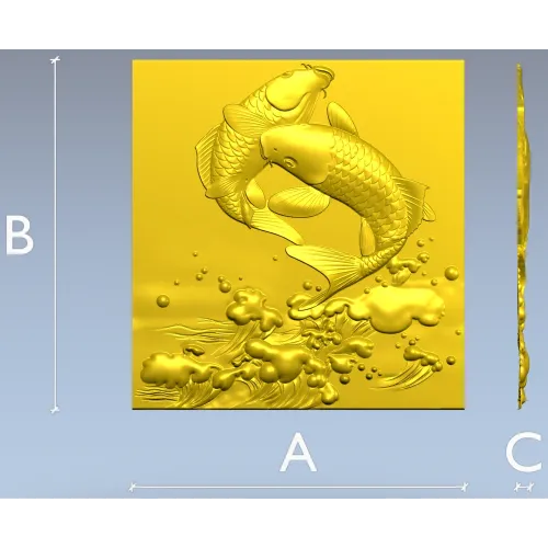 Koi Embrace - high-relief STL panel for CNC