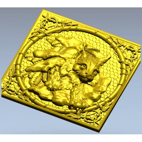Рысь в медальоне - 3D панно STL для ЧПУ