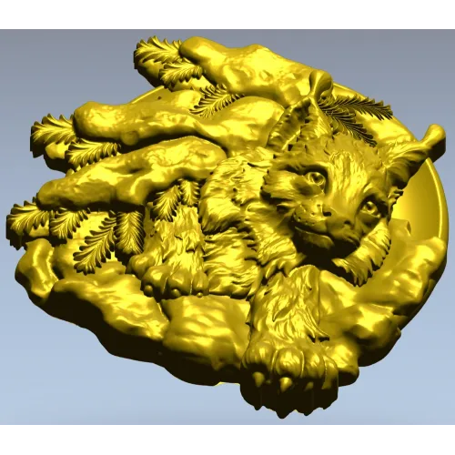 3D модель STL - барельеф "Лесная рысь" для ЧПУ