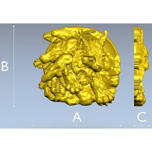 3D модель STL - барельеф "Лесная рысь" для ЧПУ