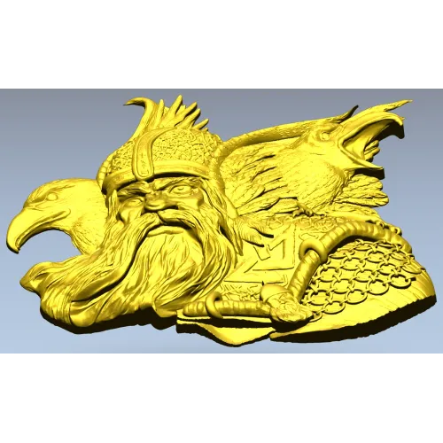 Скандинавский вождь с воронами - STL модель для ЧПУ