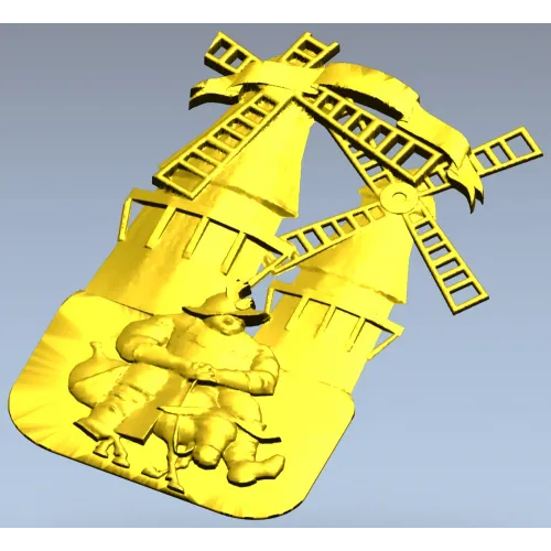 3D модель STL - Санчо у мельниц для ЧПУ