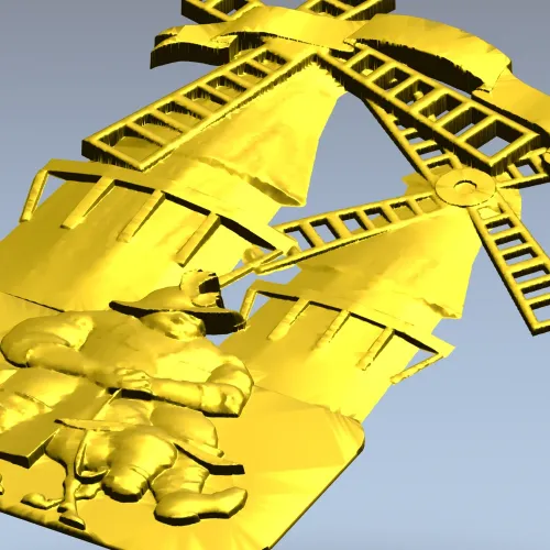 3D модель STL - Санчо у мельниц для ЧПУ
