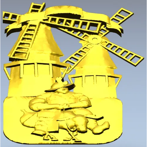 3D модель STL - Санчо у мельниц для ЧПУ