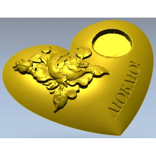 Сердце с розой и надписью "ЛЮБЛЮ!" - 3D модель STL для ЧПУ