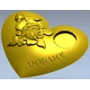 Сердце с розой и надписью "ЛЮБЛЮ!" - 3D модель STL для ЧПУ