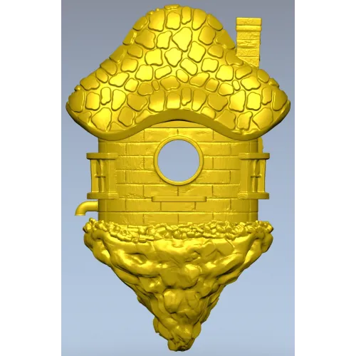 Mosscap Nest - detailed birdhouse 3D model (STL) for CNC milling