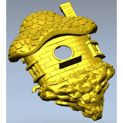 Mosscap Nest - detailed birdhouse 3D model (STL) for CNC milling