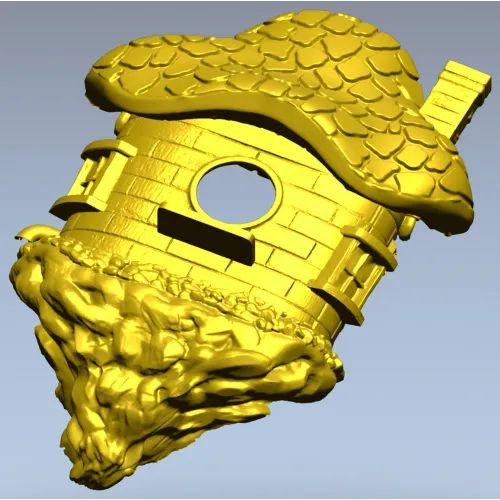 Mosscap Nest - detailed birdhouse 3D model (STL) for CNC milling