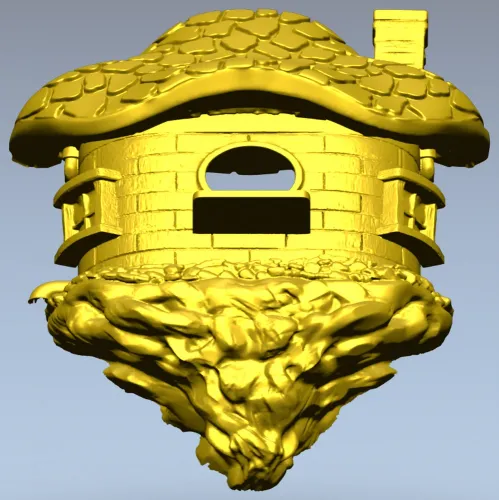 Mosscap Nest - detailed birdhouse 3D model (STL) for CNC milling