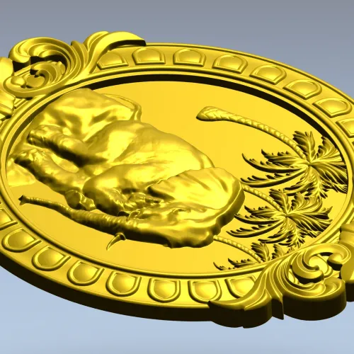 Медальон со спящим слоном - 3D модель STL для ЧПУ