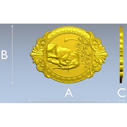 Медальон со спящим слоном - 3D модель STL для ЧПУ