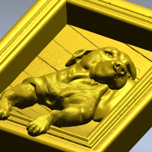 Собака в рамке - 3D модель STL для ЧПУ