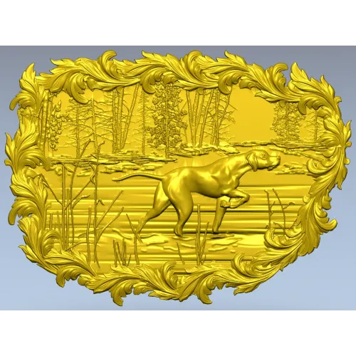 Панно "Собака у озера" - 3D STL модель для ЧПУ