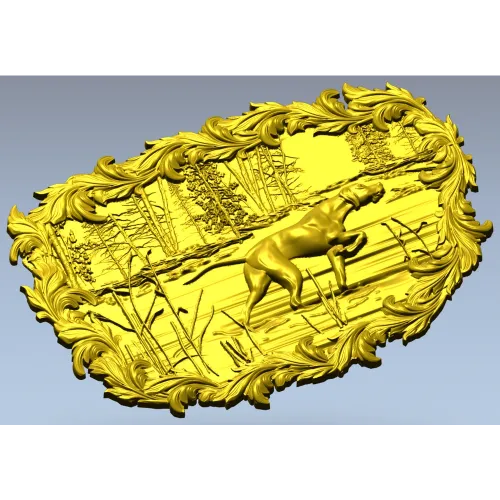 Панно "Собака у озера" - 3D STL модель для ЧПУ