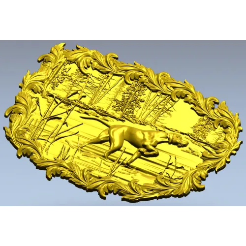 Панно "Собака у озера" - 3D STL модель для ЧПУ