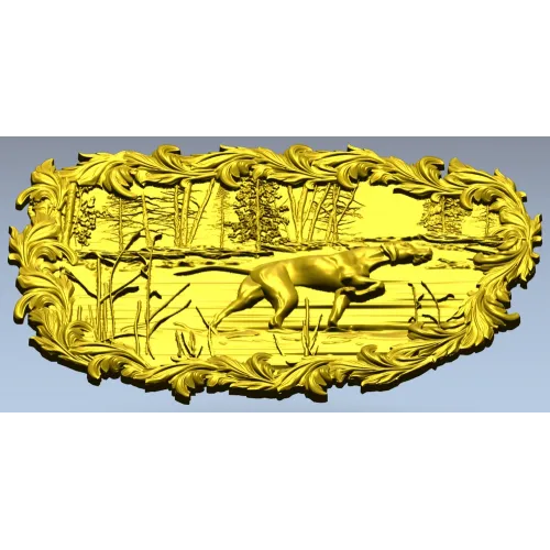 Панно "Собака у озера" - 3D STL модель для ЧПУ