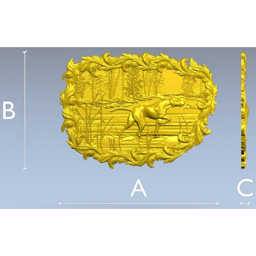 Панно "Собака у озера" - 3D STL модель для ЧПУ