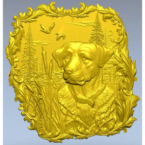 Лабрадор у озера - рельефная 3D модель STL для ЧПУ