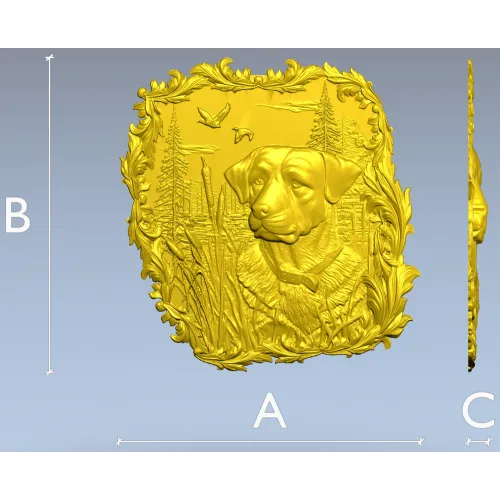Лабрадор у озера - рельефная 3D модель STL для ЧПУ
