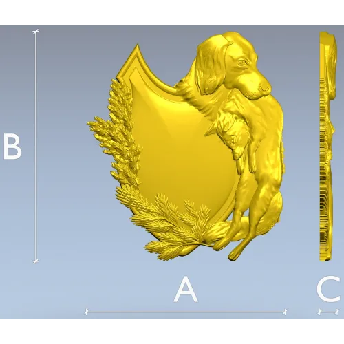 Охотничий картуш с собакой - 3D модель STL для ЧПУ
